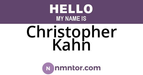 Christopher Kahn