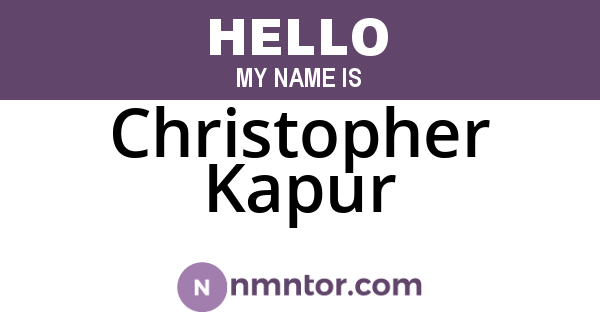 Christopher Kapur