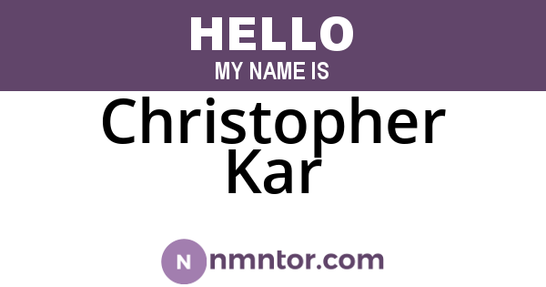 Christopher Kar