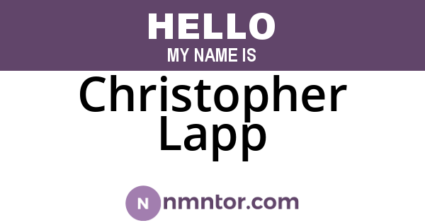 Christopher Lapp