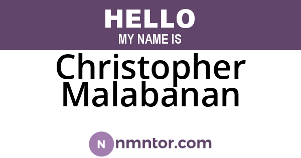 Christopher Malabanan