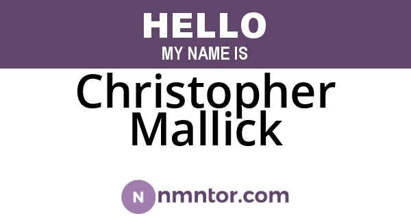 Christopher Mallick
