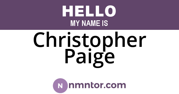Christopher Paige