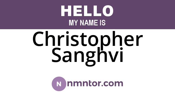 Christopher Sanghvi