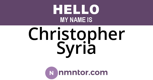 Christopher Syria