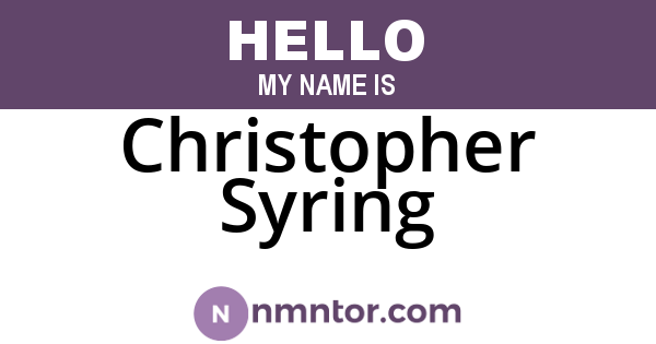 Christopher Syring