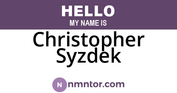 Christopher Syzdek
