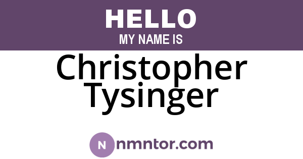 Christopher Tysinger