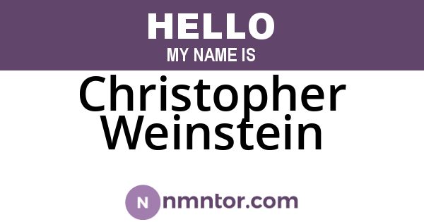 Christopher Weinstein