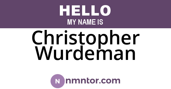 Christopher Wurdeman