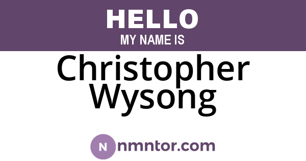 Christopher Wysong
