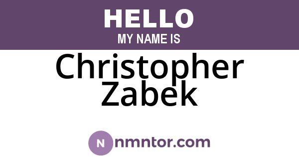 Christopher Zabek