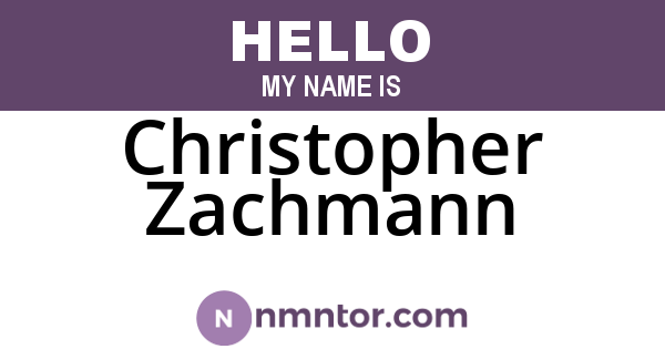 Christopher Zachmann