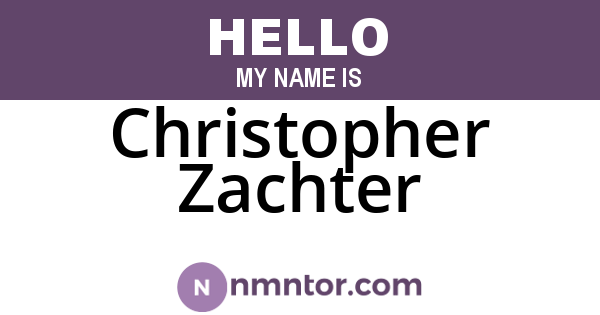 Christopher Zachter