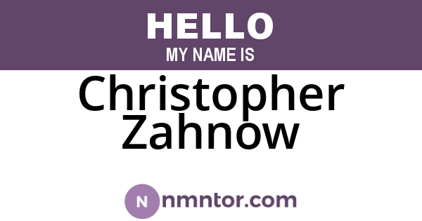 Christopher Zahnow