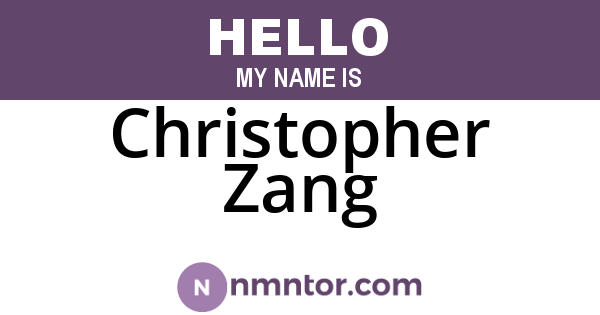 Christopher Zang