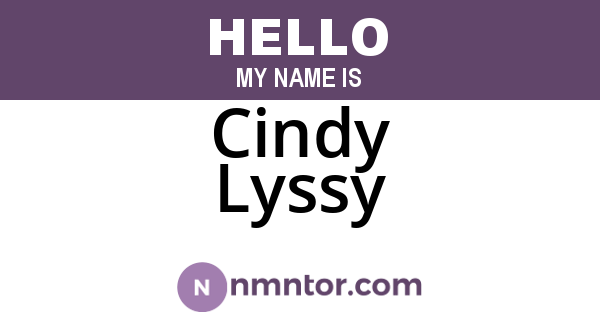 Cindy Lyssy
