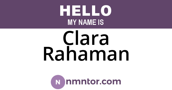 Clara Rahaman