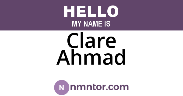 Clare Ahmad