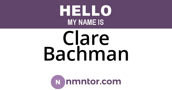 Clare Bachman