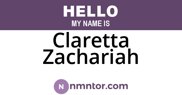 Claretta Zachariah