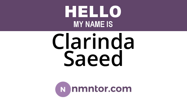 Clarinda Saeed