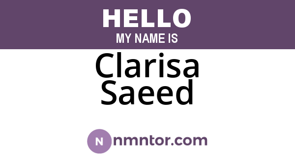 Clarisa Saeed