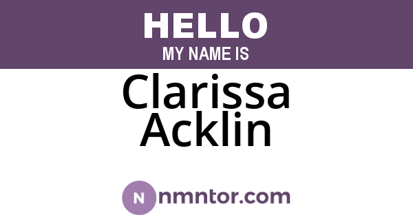 Clarissa Acklin