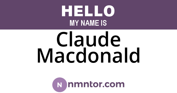Claude Macdonald
