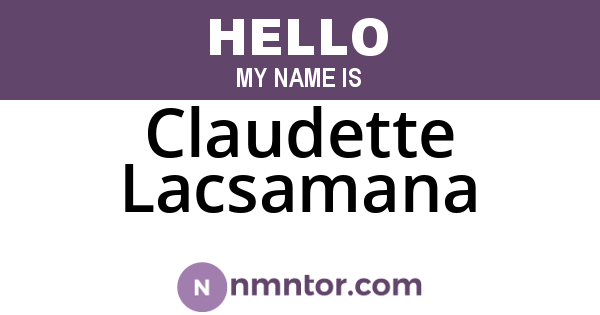 Claudette Lacsamana