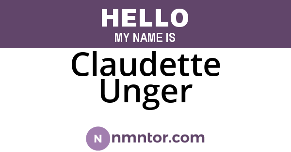 Claudette Unger