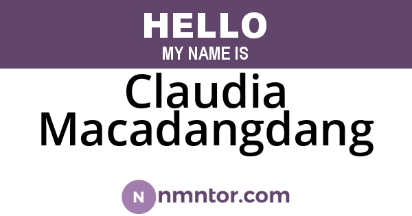 Claudia Macadangdang