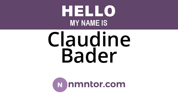 Claudine Bader