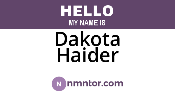 Dakota Haider
