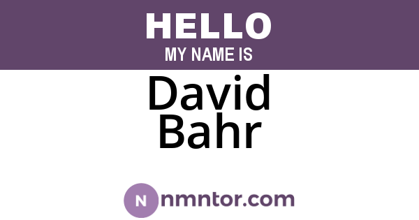 David Bahr