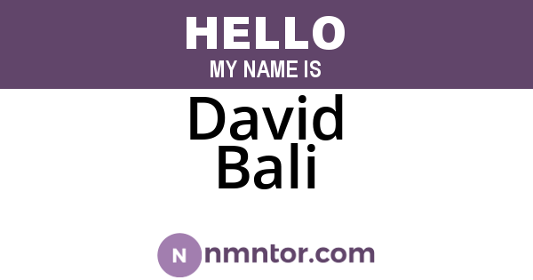 David Bali
