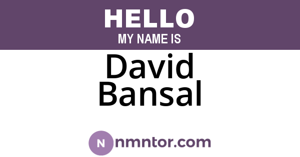 David Bansal