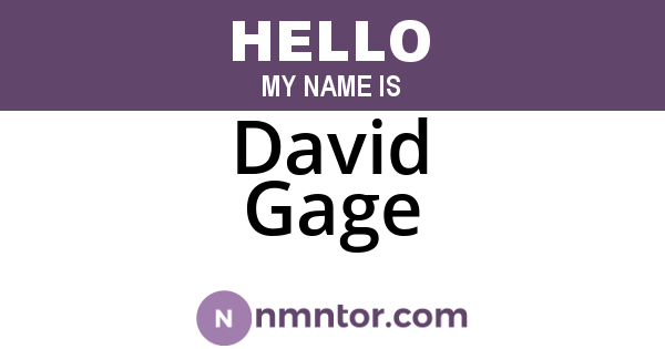 David Gage