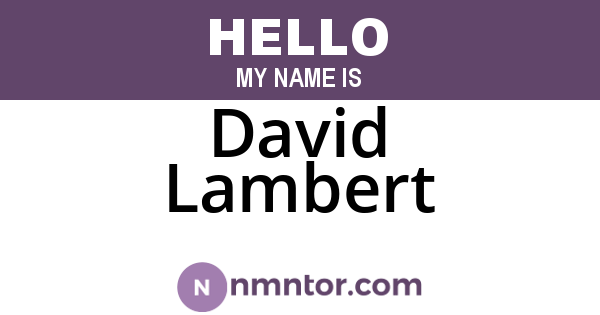 David Lambert