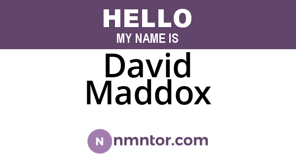 David Maddox
