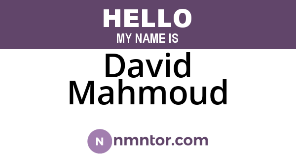David Mahmoud