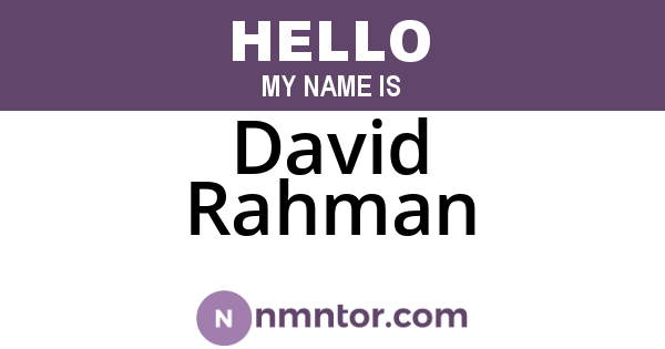 David Rahman