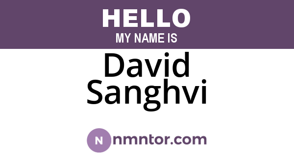 David Sanghvi