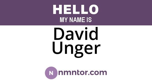 David Unger