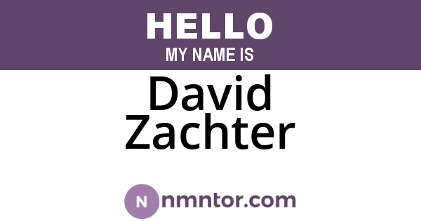 David Zachter