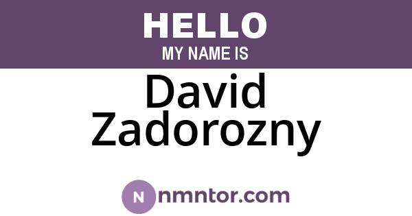 David Zadorozny