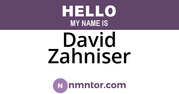 David Zahniser