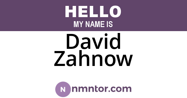 David Zahnow