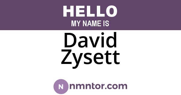 David Zysett