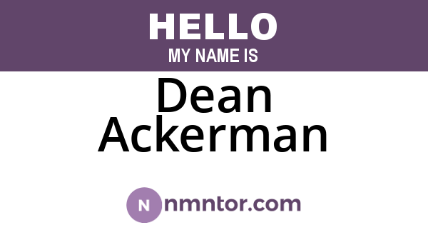 Dean Ackerman